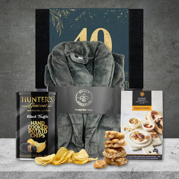 Happy 40th Plush Robe & Snacks - Tastebuds