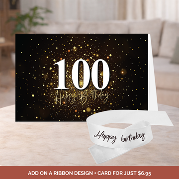 Birthday Bouquet Ribbon + 100th B'Day Card Bundle