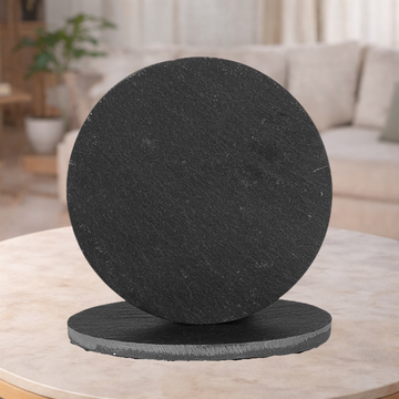 2 Round Glass Coaster - Marble Black