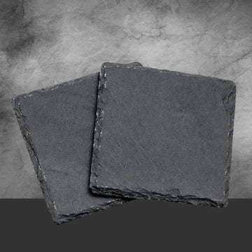 2 Square Natural Slate Coasters - Tastebuds