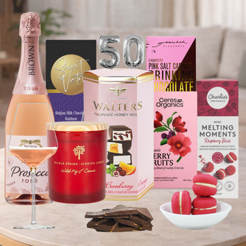 50th Birthdays & Sparkling Wine Hamper with rosé Prosecco and sweet treats