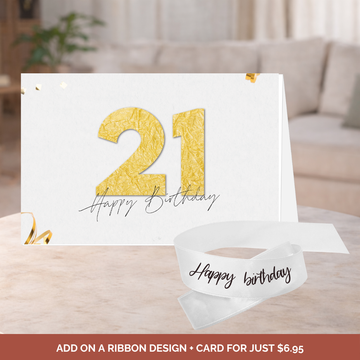 Birthday Bouquet Ribbon + 21st B'Day Card Bundle