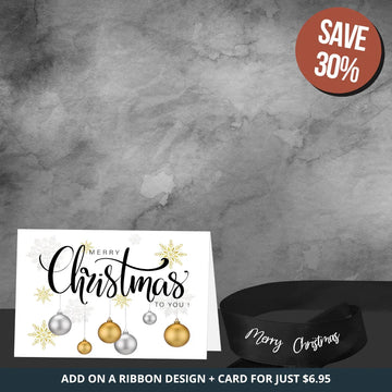 Black Merry Christmas Ribbon + Christmas Card Bundle - Tastebuds
