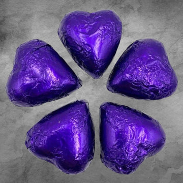 5 Purple Chocolatier Belgian Chocolate Hearts - Tastebuds
