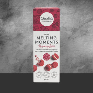 Charlie's Cookies Mini Raspberry White Choc Melting Moments 50g - Tastebuds
