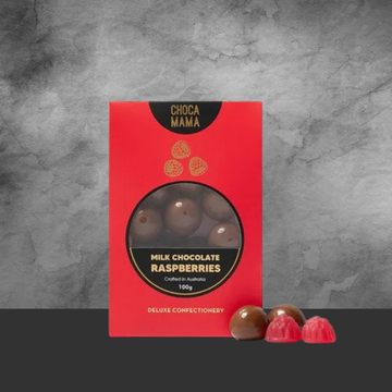 Chocamama Milk Chocolate Raspberries 100g