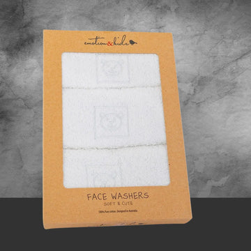 Emotion & Kids White Teddy Bear Face Washers 3 Pack - Tastebuds