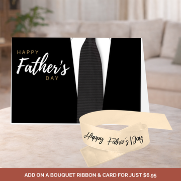 Happy Fathers Day Tie Card & Ribbon Gold & Black