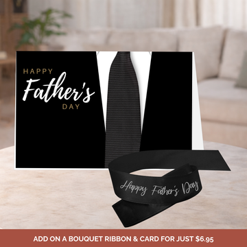 Happy Fathers Day Tie Card & Ribbon Black & Silver
