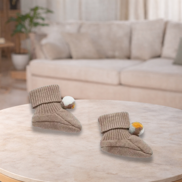 Pure Baby Cinnamon Pom Pom Booties