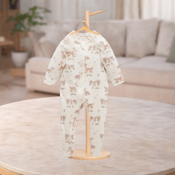 Pure Baby Fawn Printed Zip Grow Suit