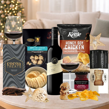 Christmas Hamper With Red Wine & Chocolate