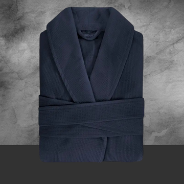 Men's Long Waffle Blue Robe
