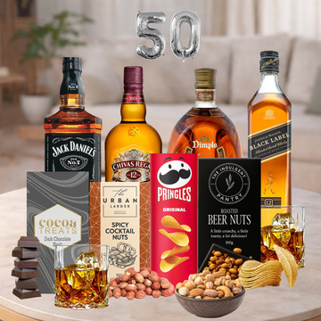 50th Birthday Whisky Choice and Snack Hamper