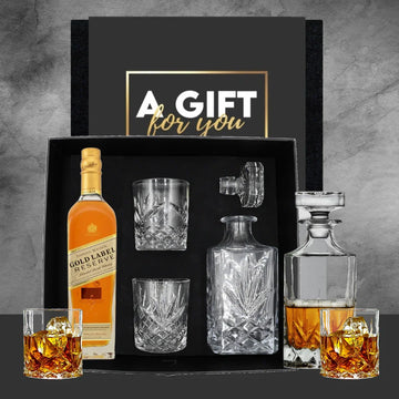 Gold Decanter Hamper with Alcohol - Tastebuds