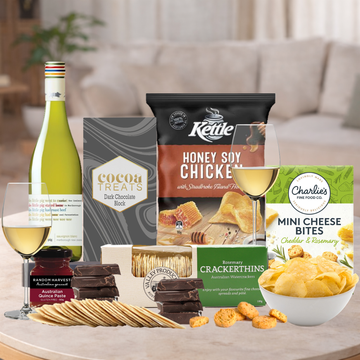 White Wine and food gift basket