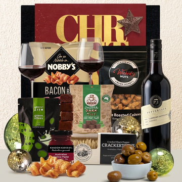 Christmas Hamper With Red Wine