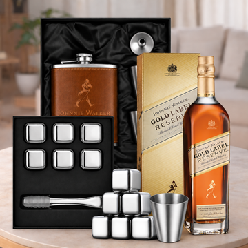 Johnnie Walker Gold Whisky & Hip Flask Gift Hamper