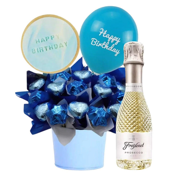 Happy Birthday Blue Prosecco Chocolate Bouquet