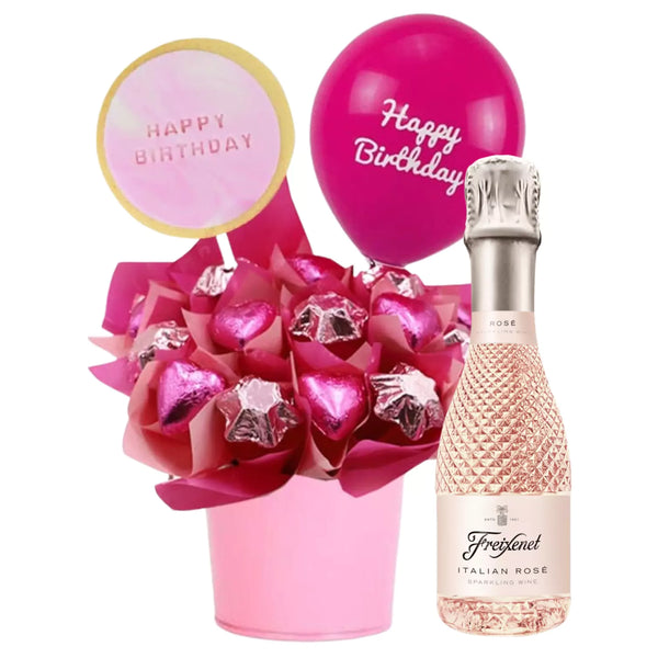 Happy Birthday Pink Rose Chocolate Bouquet