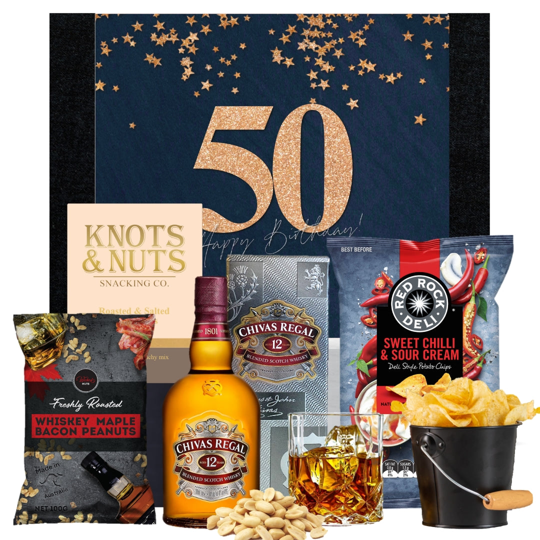 50th Birthdays & Whisky Choice and Snack Hamper