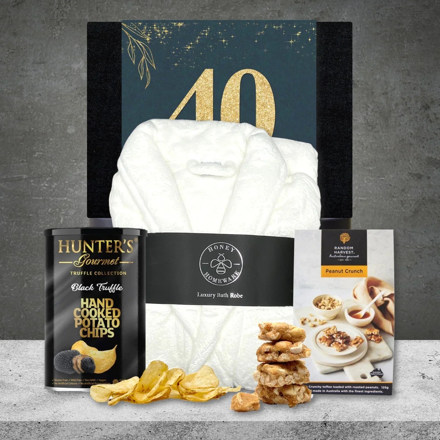 Happy 40th Plush Robe & Snacks - Tastebuds