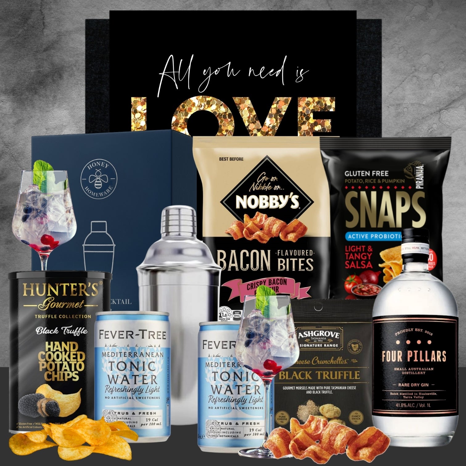 Love Gin & Shaker with Four Pillars for Him