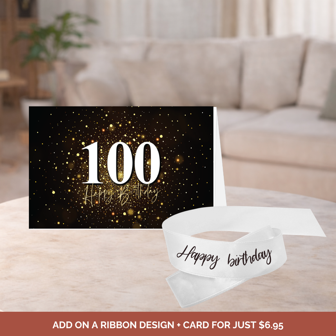 100th Birthday Card + Ribbon Bundle