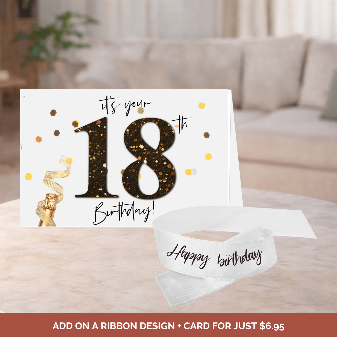 18th Birthday Card + Ribbon Bundle