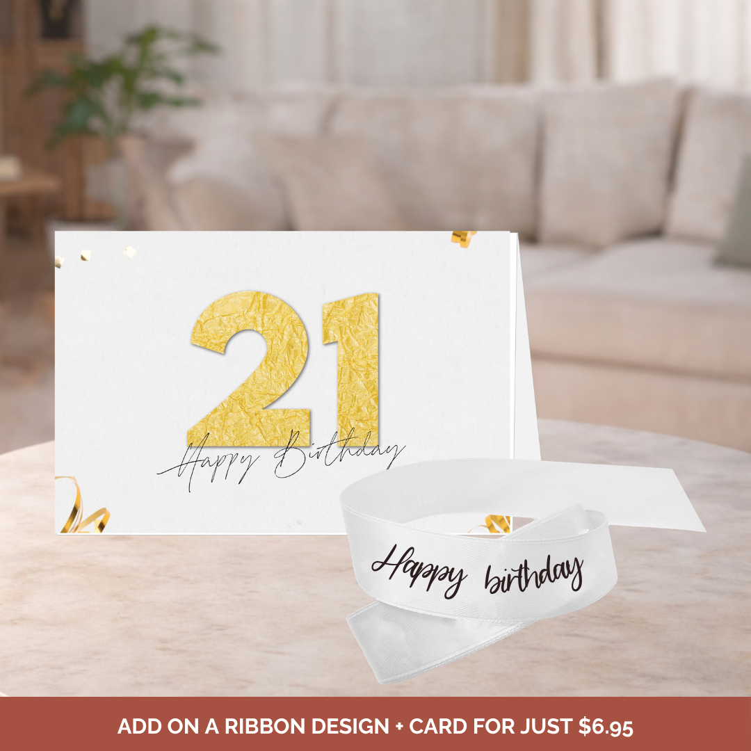 21st Birthday Card + Ribbon Bundle
