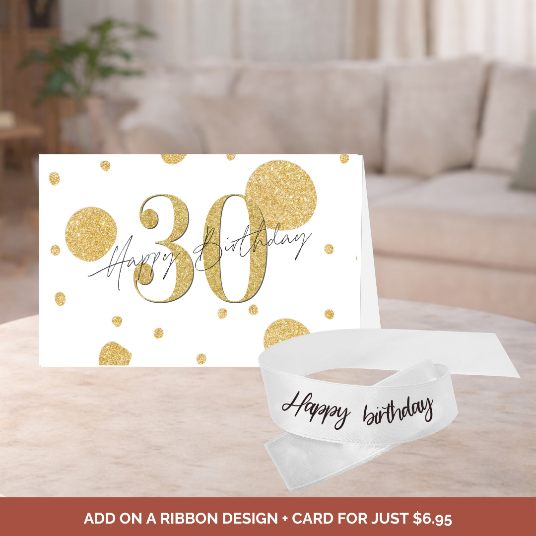 30th Birthday Card + Ribbon Bundle