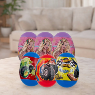 3 Barbie OR Hot Wheels Plastic Eggs Filled With Jelly Beans