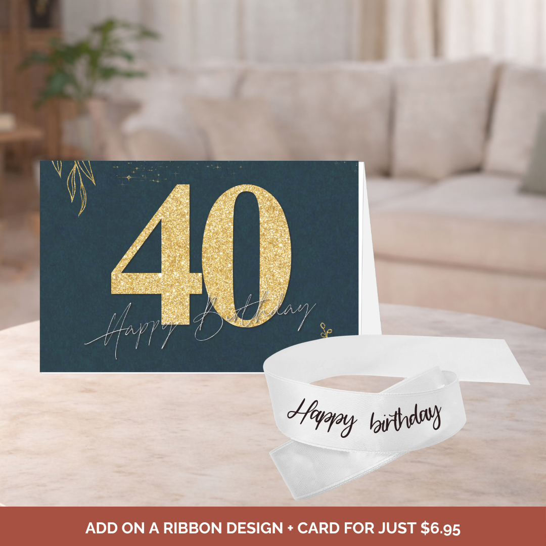 40th Birthday Card + Ribbon Bundle