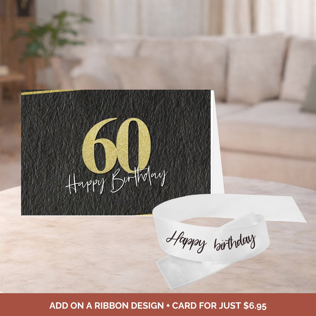 60th Birthday Card + Ribbon Bundle