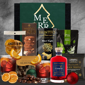  items including a bottle of Starward whiskey cocktail on a gray background.