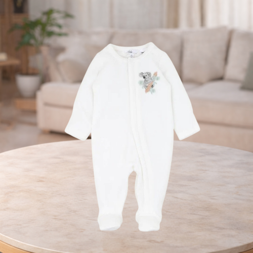 Bebe By Minihaha Charlie Koala Velour Zip Onesie Snow White