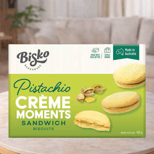 Bisko Pistachio Crème Sandwich Biscuits 140g