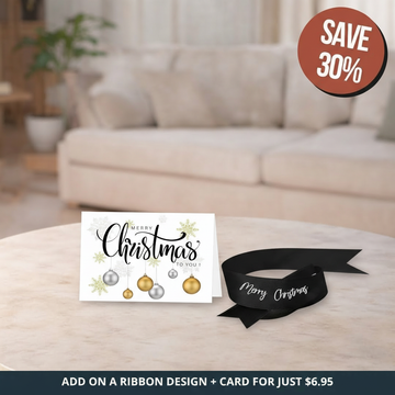 Black Merry Christmas Ribbon + Christmas Card Bundle