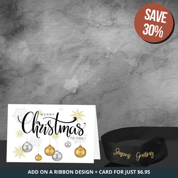 Black Seasons Greetings Ribbon + Christmas Card Bundle - Tastebuds