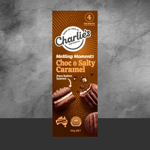 Charlies Fine Foods Chocolate & Salty Caramel Melting Moments 50g - Tastebuds