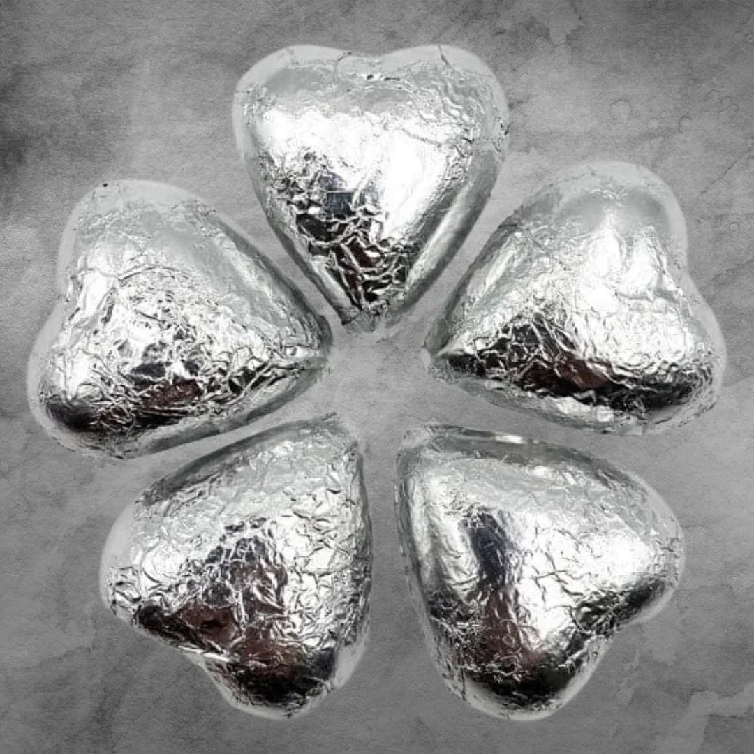 5 Silver Chocolatier Belgian Chocolate Hearts - Tastebuds