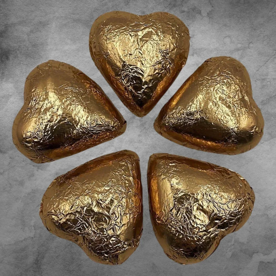 5 Rose Gold Chocolatier Belgian Chocolate Hearts - Tastebuds