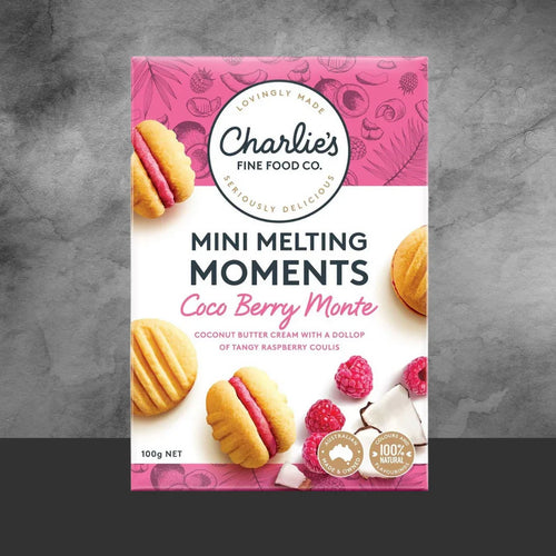 Charlie's Fine Food Co. Coco Berry Mini Melting Moments 100g