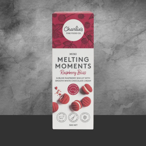 Charlie's Cookies Mini Raspberry White Choc Melting Moments 50g