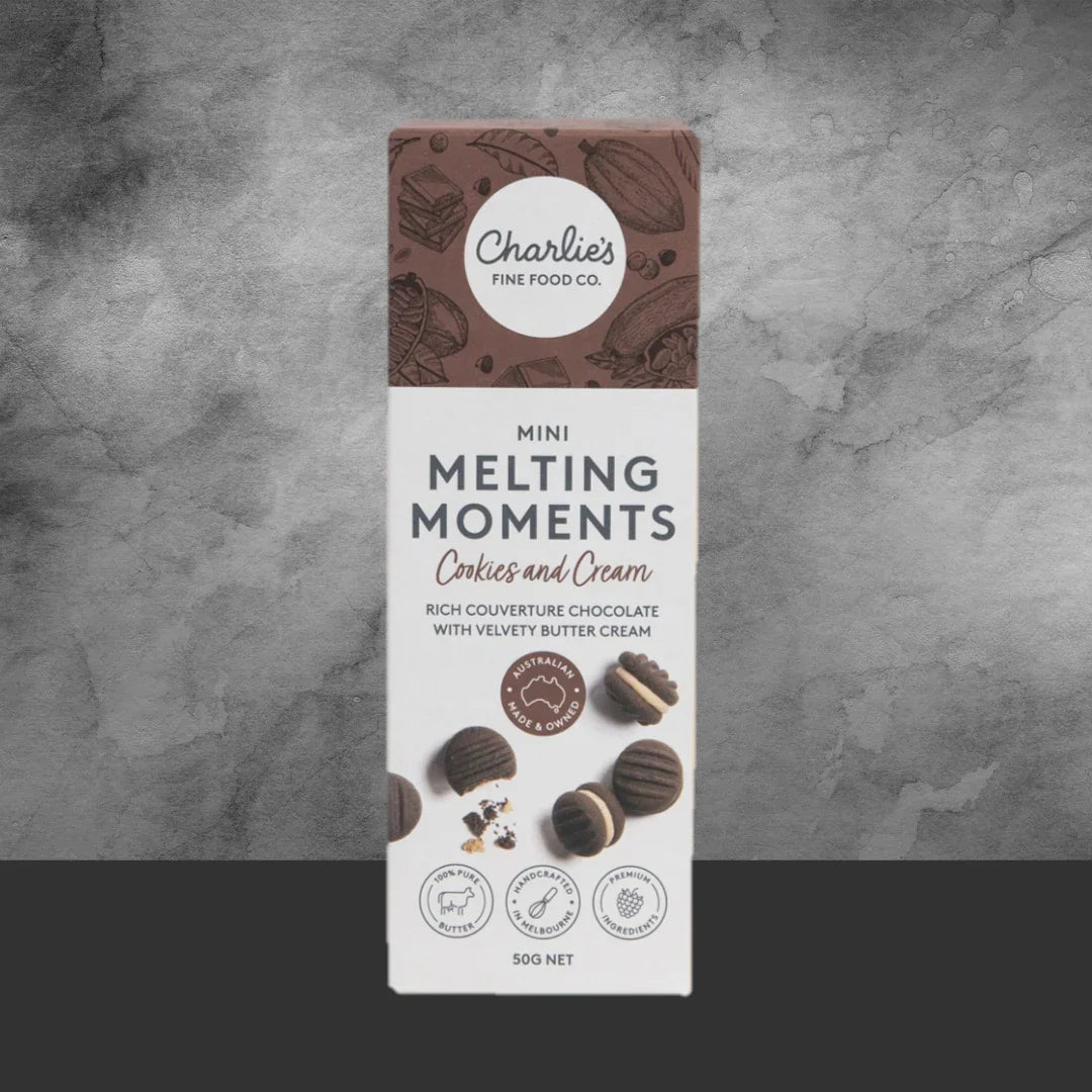 Charlie's Fine Food Co. Cookies & Cream Mini Melting Moments 50g - Tastebuds