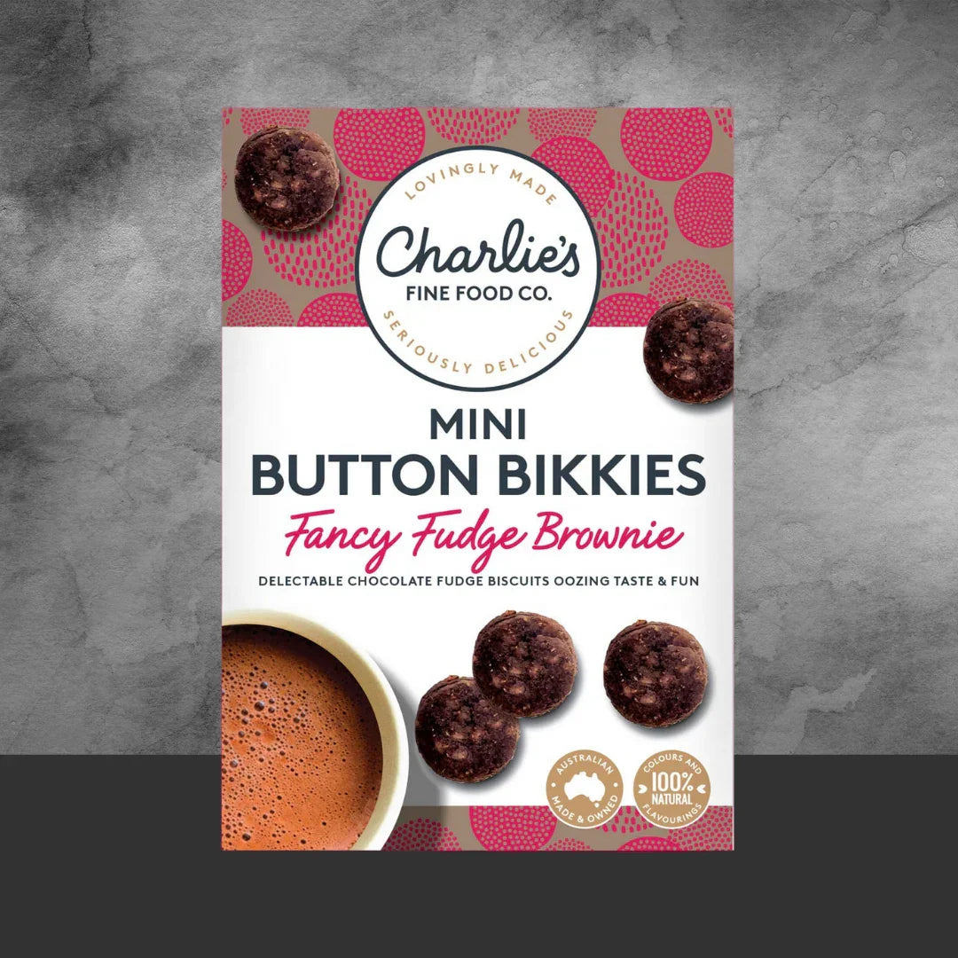 Charlie's Fine Foods Co. Fancy Fudge Brownie Mini Button Bikkies 100g - Tastebuds