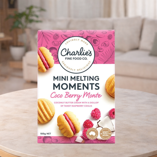 Charlie's Fine Foods Coco Berry Monte Mini Melting Moments 100g