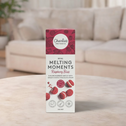 Charlie's Cookies Mini Raspberry White Choc Melting Moments 50g