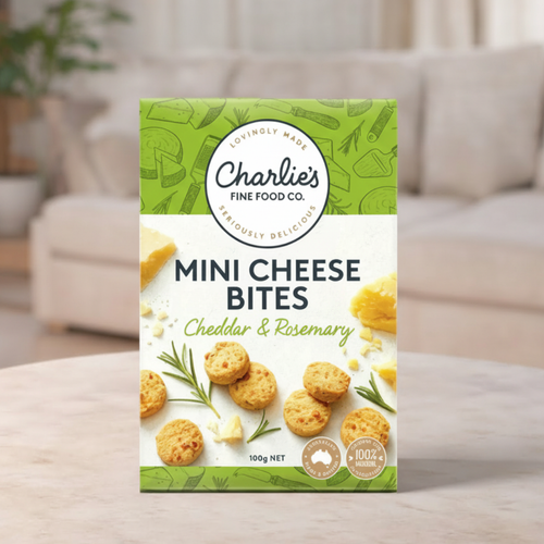 Charlie's Fine Food Co. Cheddar & Rosemary Mini Cheese Bites 100g