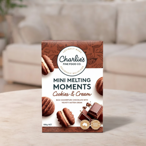 Charlie's Fine Food Co. Cookies & Cream Mini Melting Moments 100g